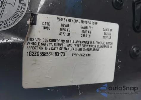 2006 Pontiac G6 from USA, damaged, VIN 1G2ZG558564183173